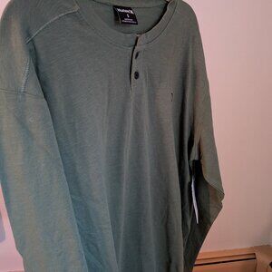 Mens Small Green Hurley Long-sleeve Henley t-shirt